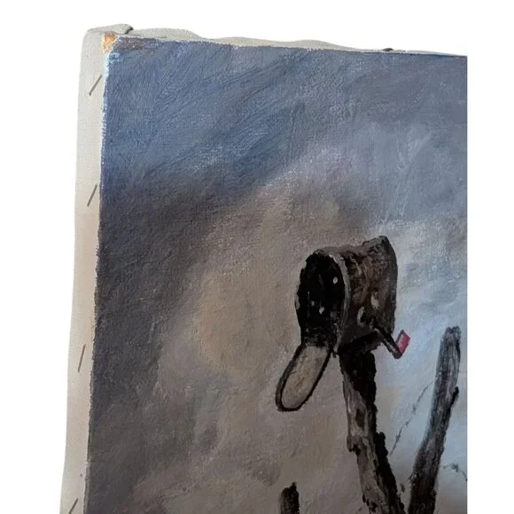 W.T. Zivic 1972 Original Oil Painting Mailbox Animal Design Moody Country Signed - Picture 5 of 10